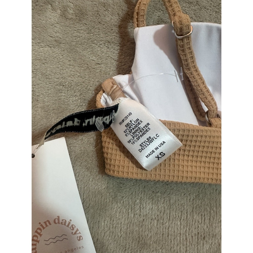 NWT Dippin Daisy's Waffle Texture Bikini Set Nude Tan XS Underwire‎ High Cut - Picture 4 of 6